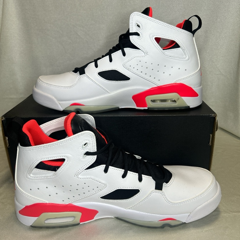 Jordan Flight Club 91 White and Red Sneakers